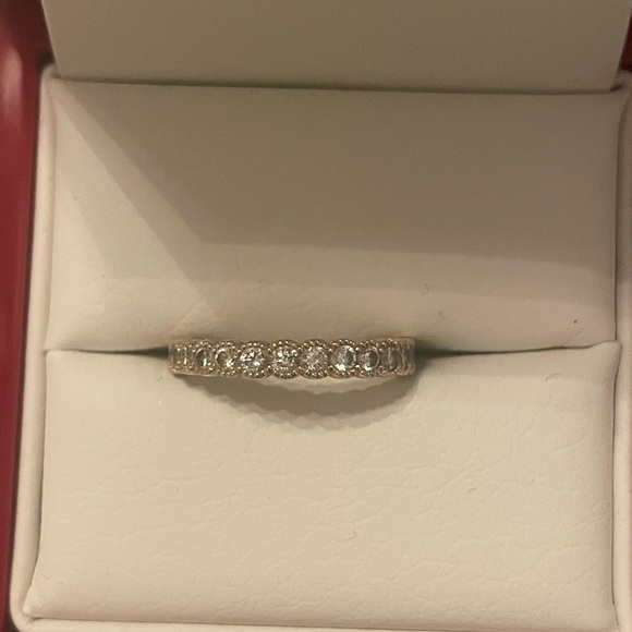 14k yellow gold half bezel diamond ring - Picture 1 of 13